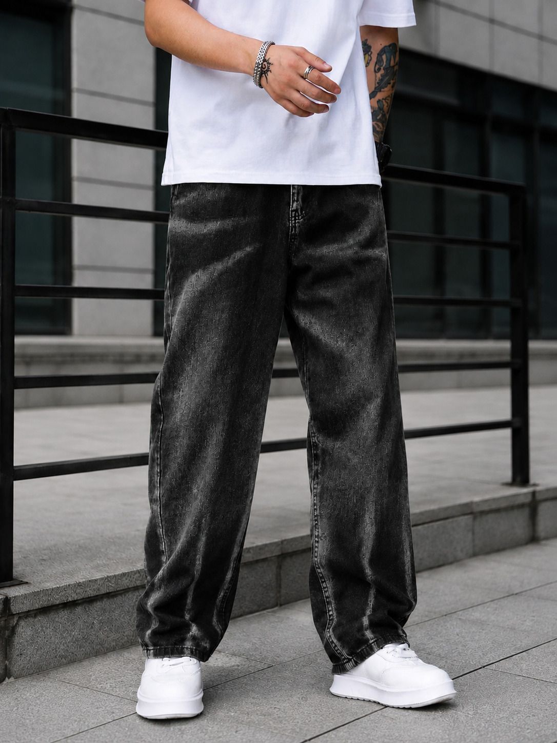 denim life Men Loose Fit Mid Rise Grey Jeans-picture-43