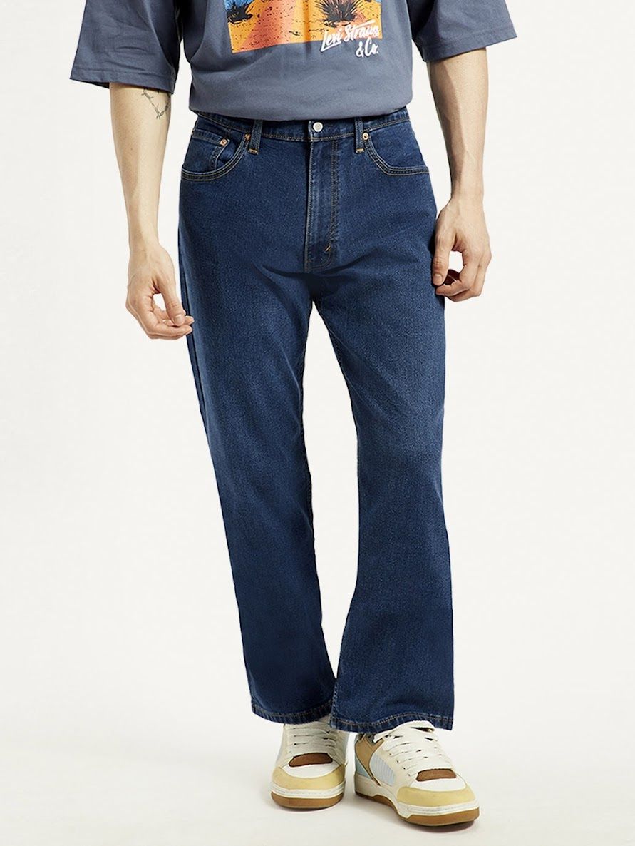 555 Men Relaxed Fit Mid Rise Blue Jeans