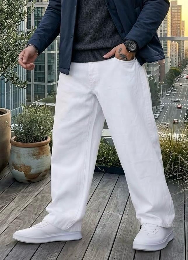 dashing fit Men Loose Fit Mid Rise White Jeans-picture-34