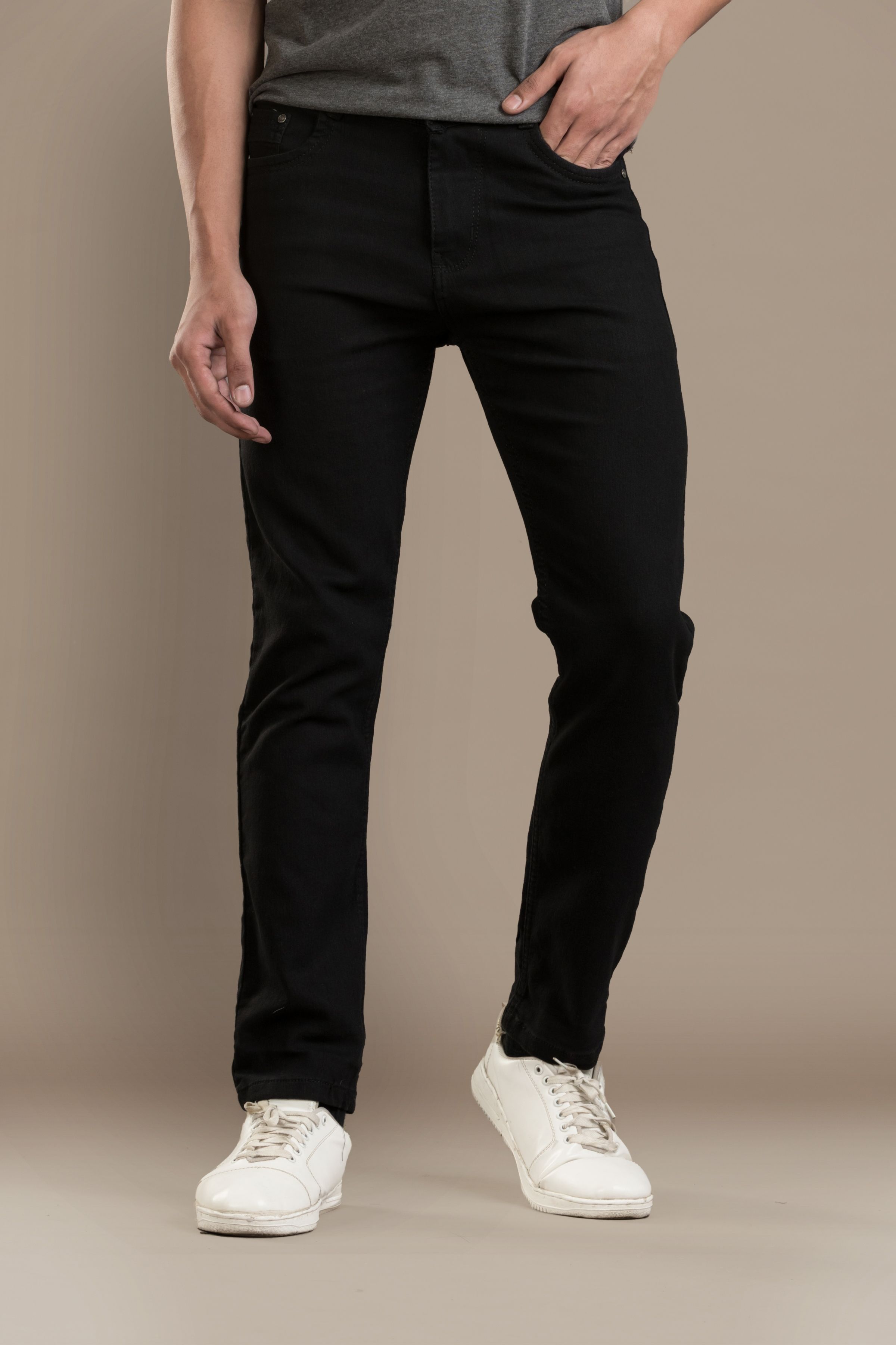 Men Slim Mid Rise Black Jeans-image-27