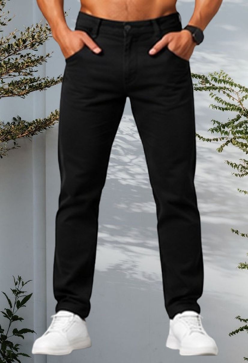 Men Regular Mid Rise Black Jeans-image-46