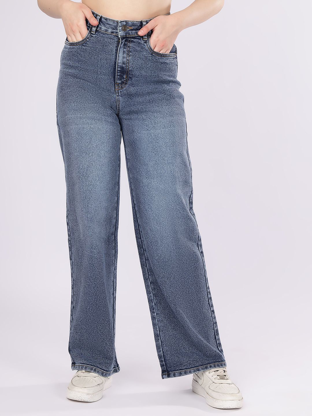 puella Women Wide Leg High Rise Blue Jeans-picture-6