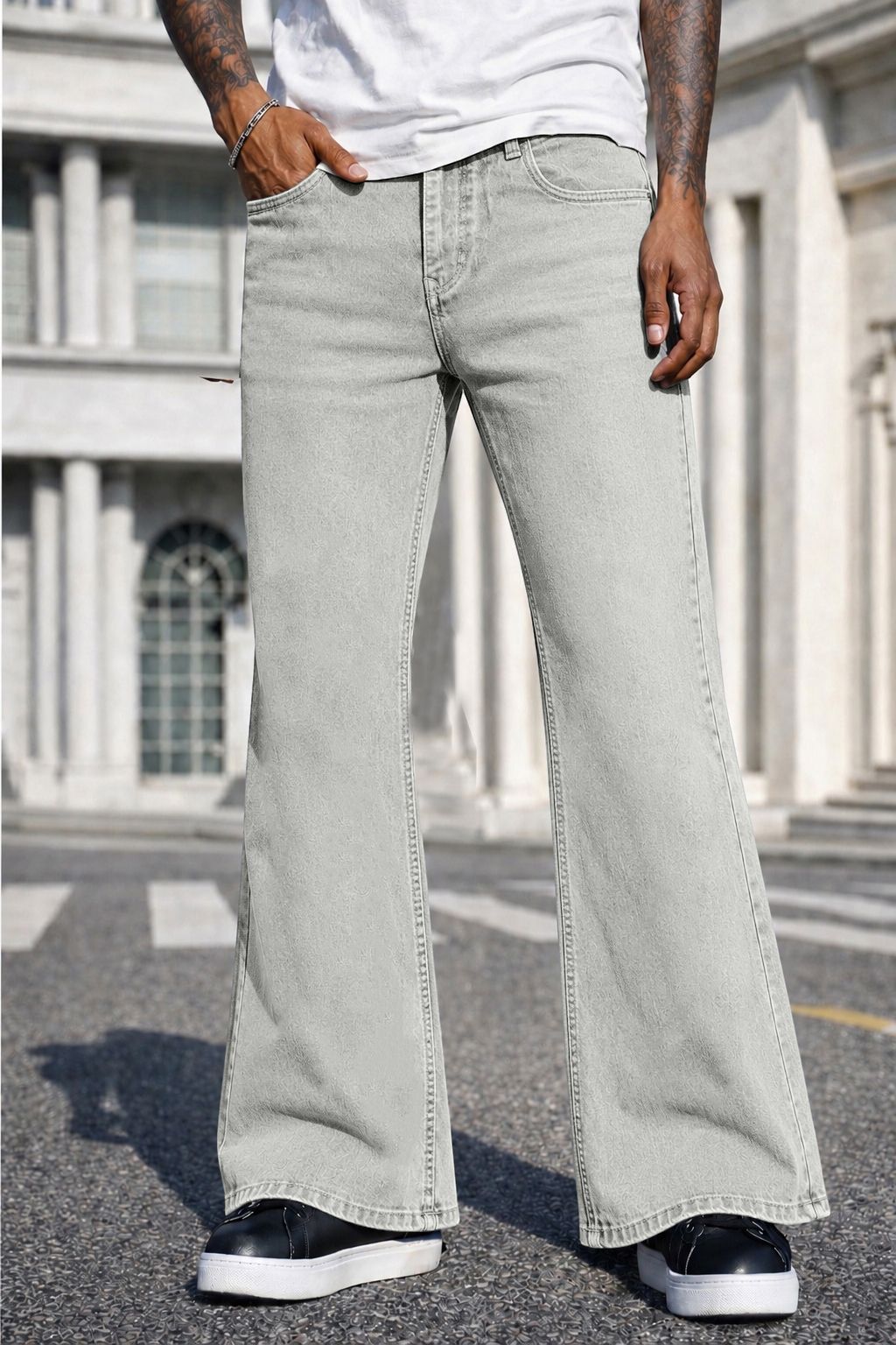 plus91 Men Boot-Leg High Rise Grey Jeans-picture-27