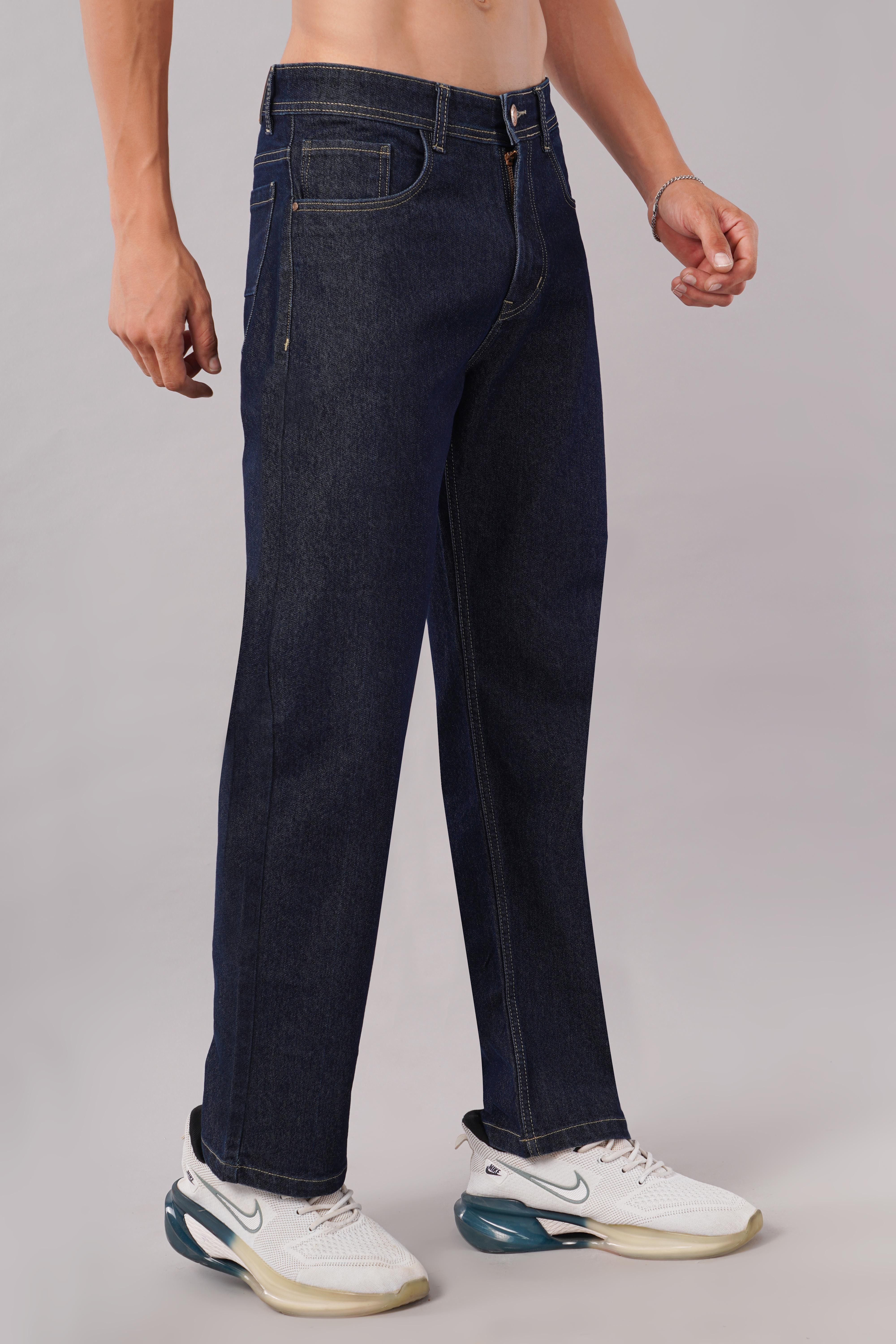 nivasu Men Straight Fit Mid Rise Dark Blue Jeans-picture-9