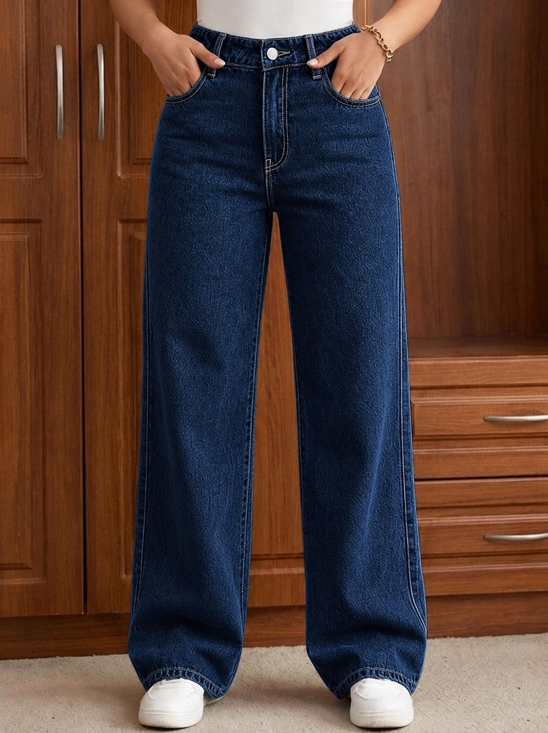 kashian Women Straight Fit High Rise Dark Blue Jeans-picture-34