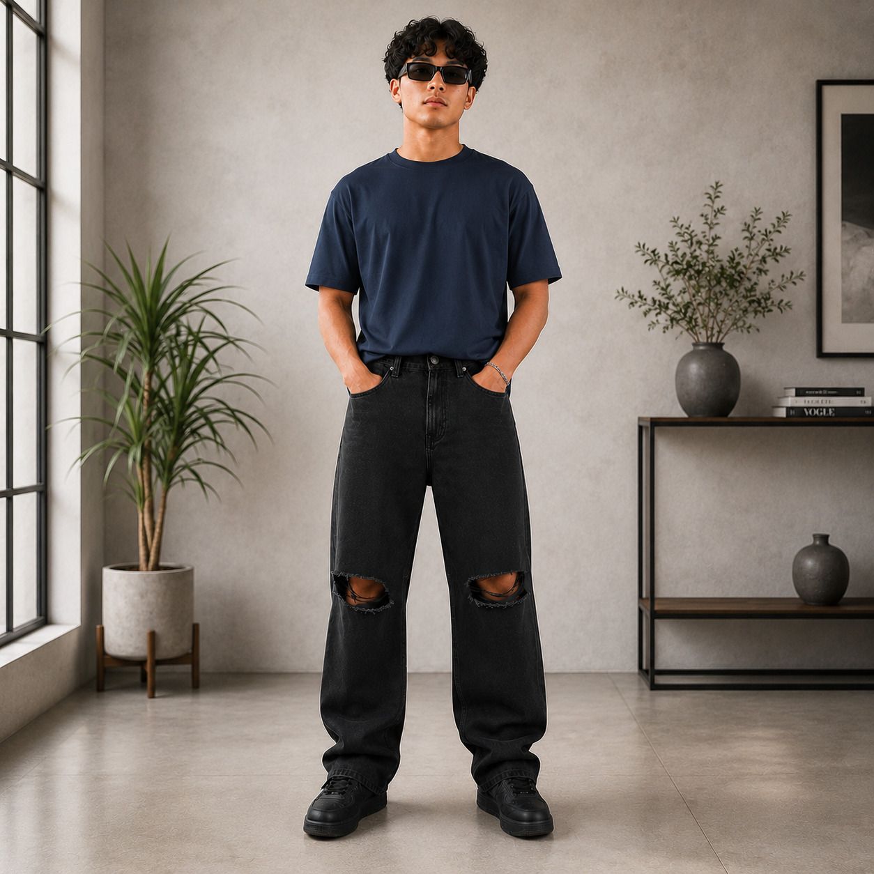 arrowmad Men Straight Fit Mid Rise Black Jeans-picture-29