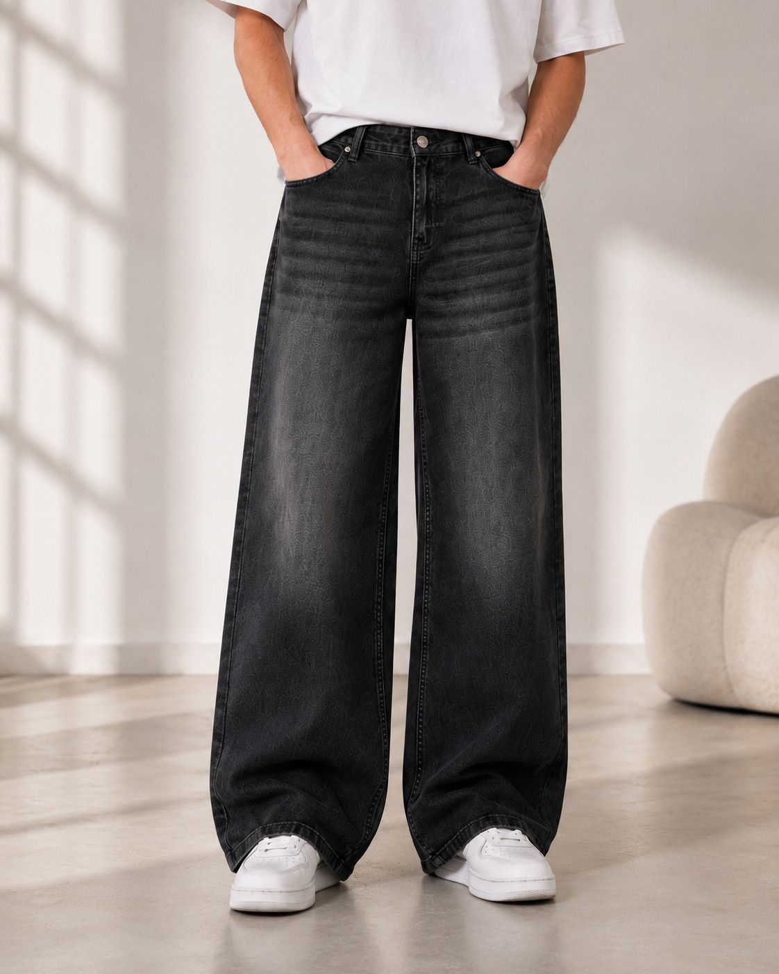 cosmic Men Baggy Fit Mid Rise Black Jeans-picture-1