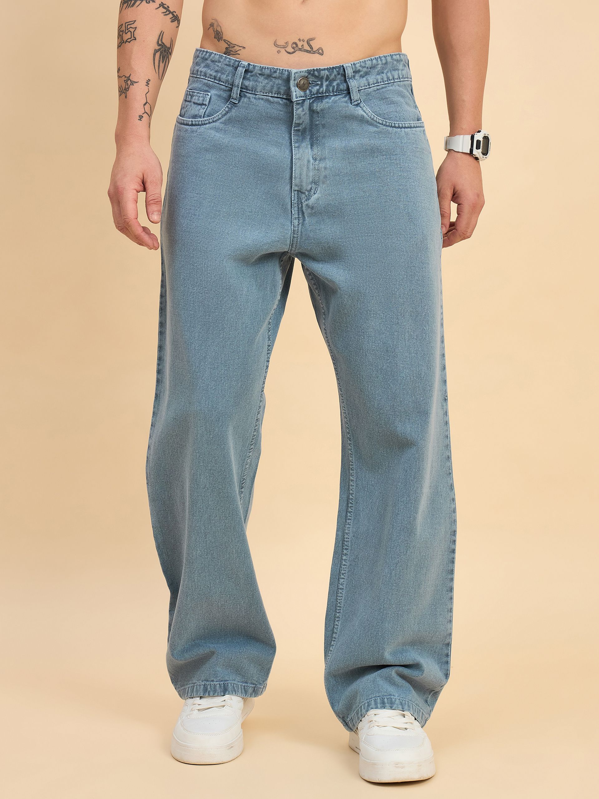 studio nexx Men Loose Fit Mid Rise Dark Blue Jeans-picture-16