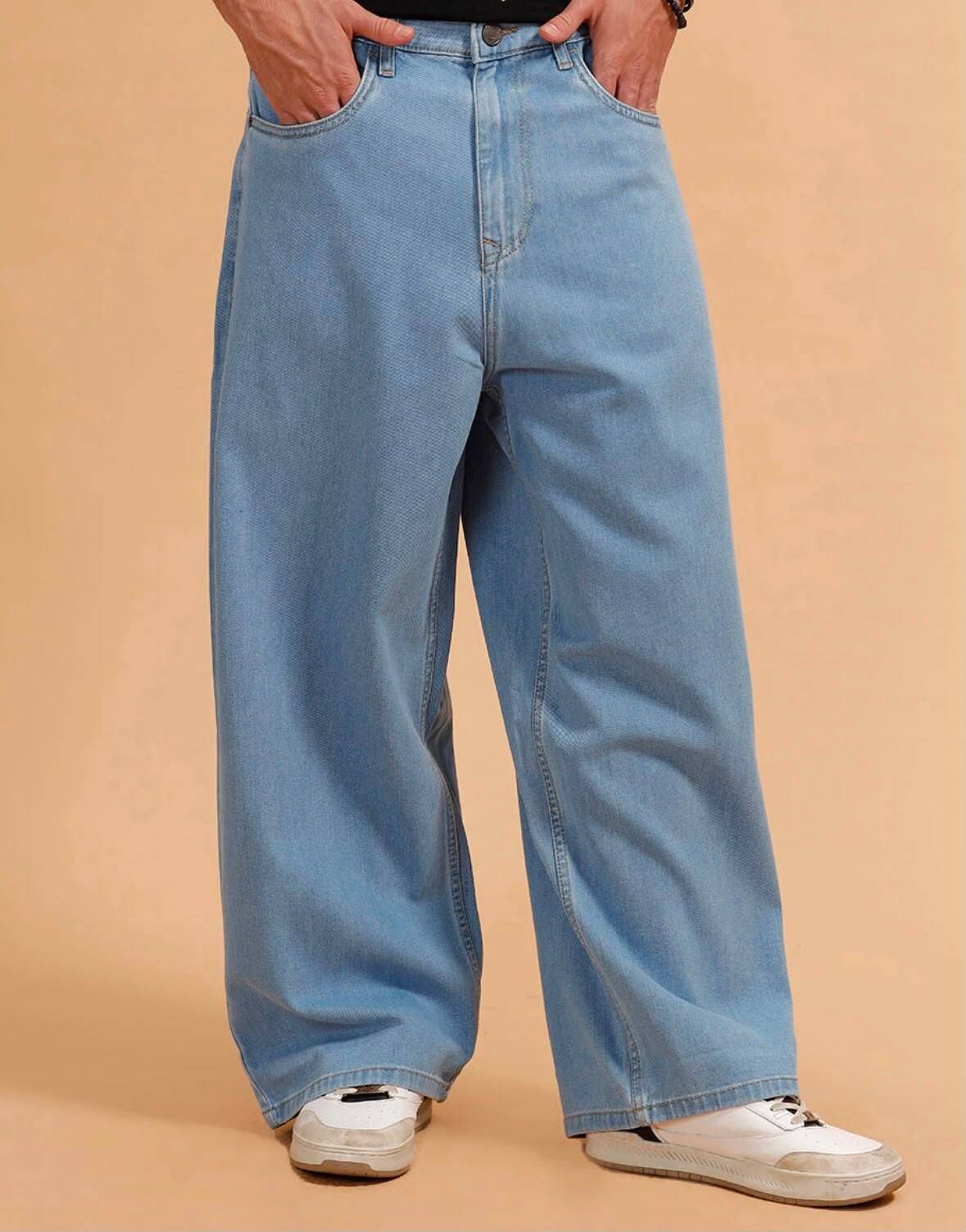 Men Boyfriend High Rise Light Blue Jeans-image-12