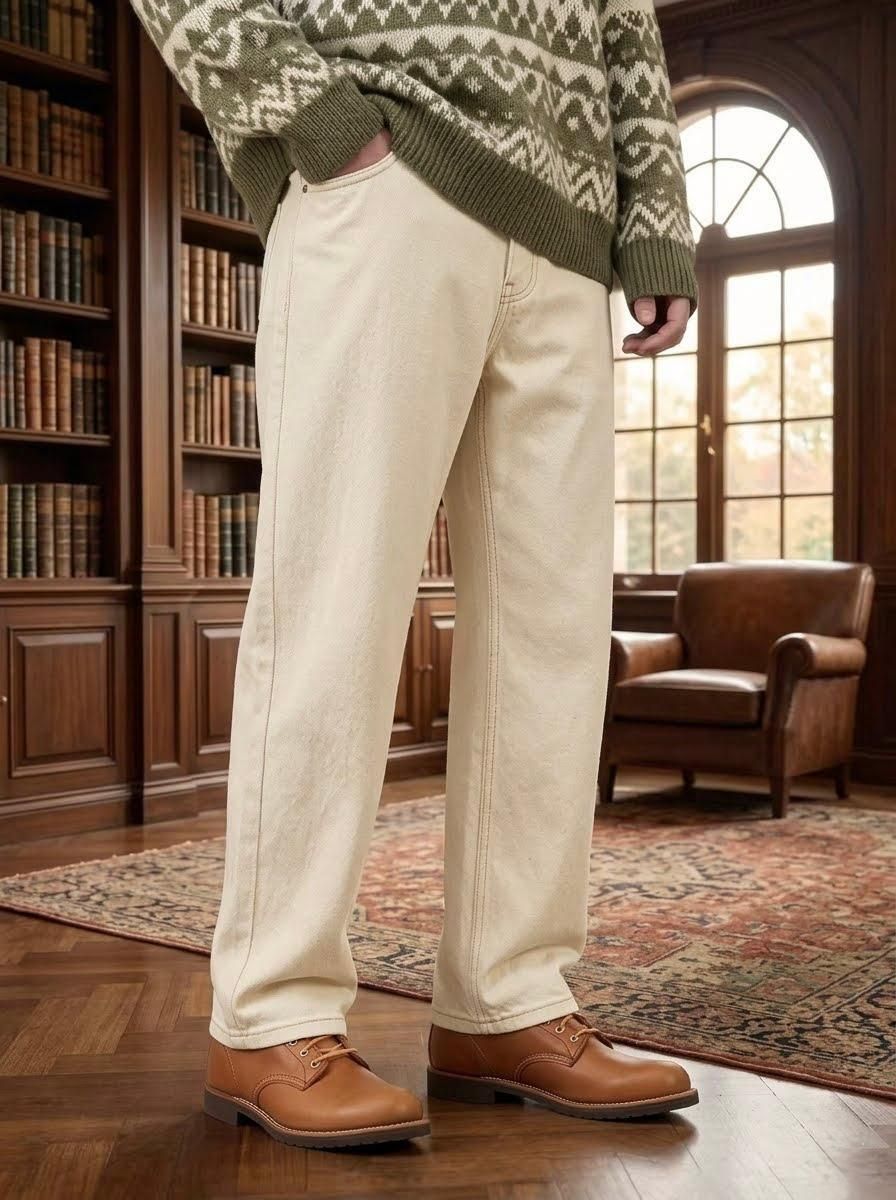 dashing fit Men Loose Fit Mid Rise Beige Jeans-picture-12