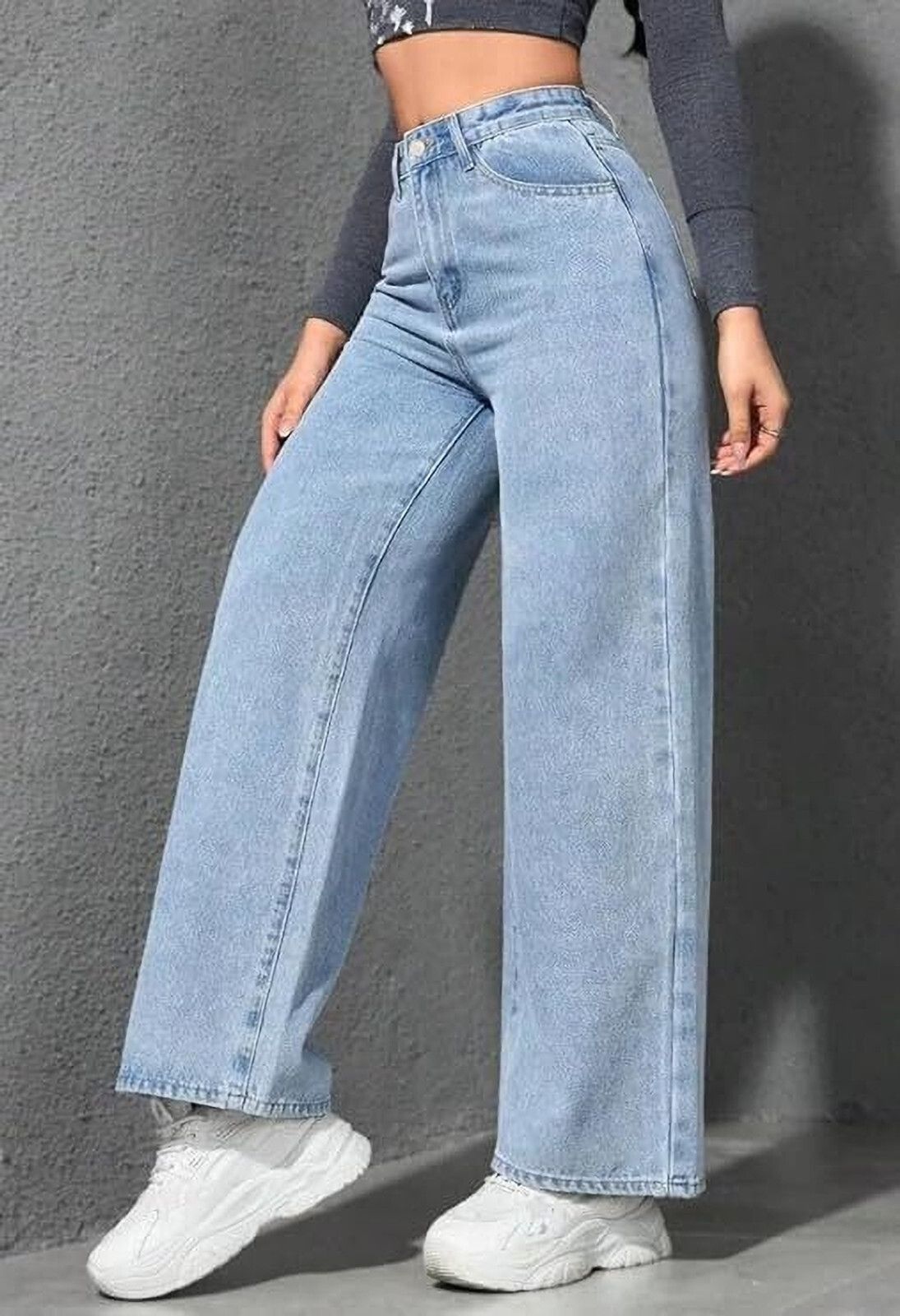 nayra fashion Women Straight Fit Mid Rise Light Blue Jeans-picture-16