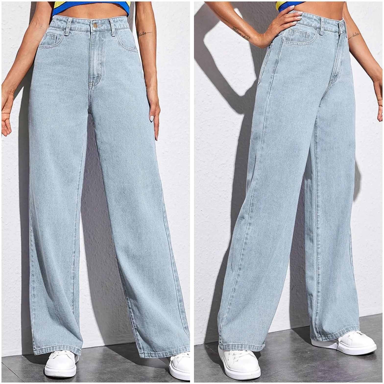 mast & harbour Women Wide Leg High Rise Light Blue Jeans-picture-27