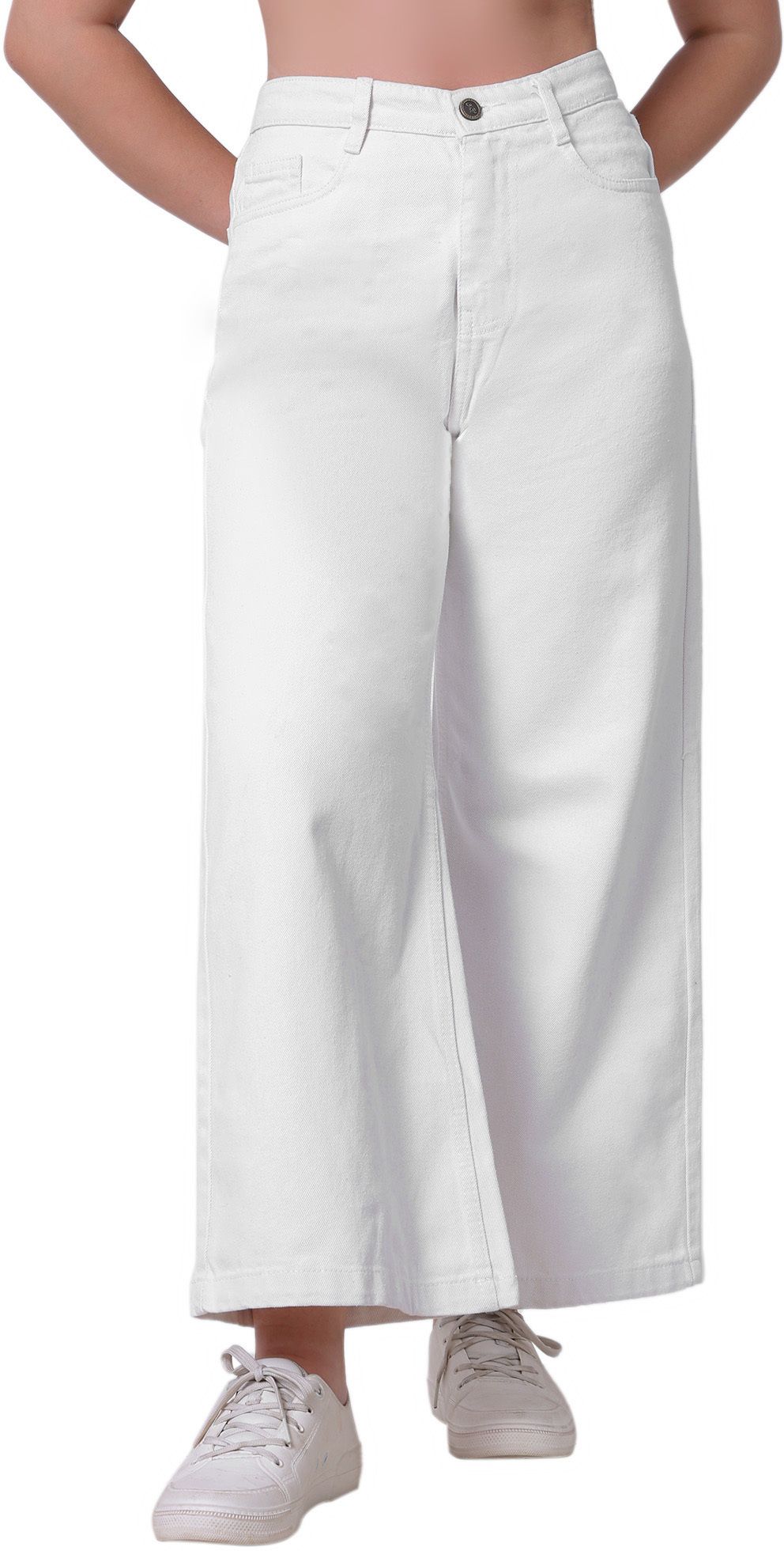 Women Flared High Rise White Jeans-image-22