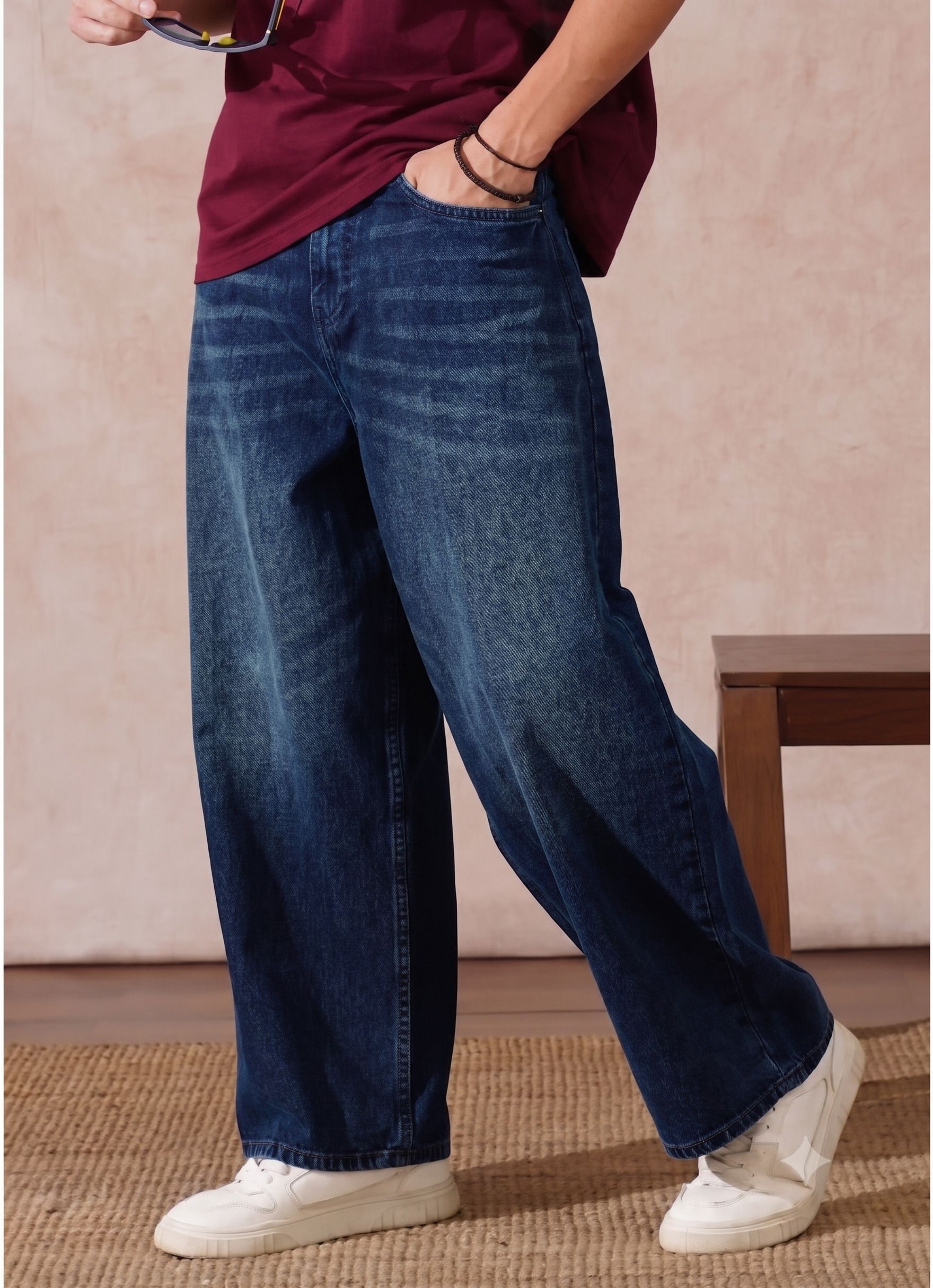 ujas Men Straight Fit Mid Rise Blue, Dark Blue Jeans-picture-24