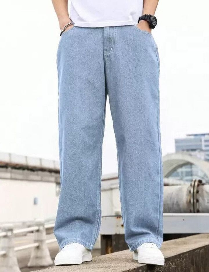 denim4men Men Straight Fit Mid Rise Light Blue Jeans-picture-11
