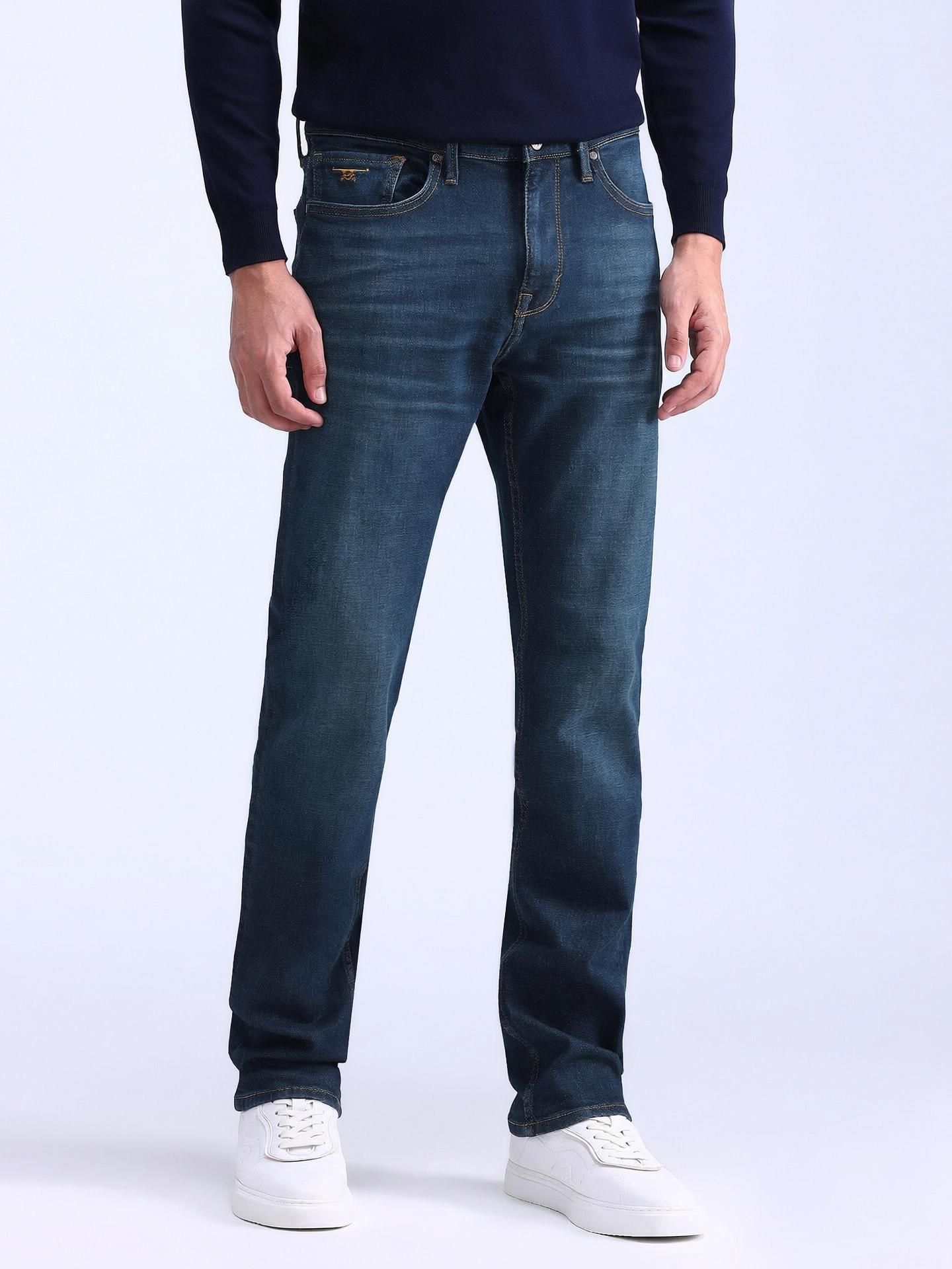 flying machine Men Straight Fit Mid Rise Blue Jeans-picture-11