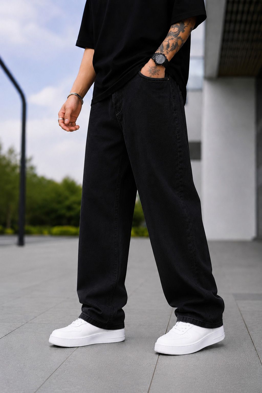 denim life Men Loose Fit Mid Rise Black Jeans-picture-26