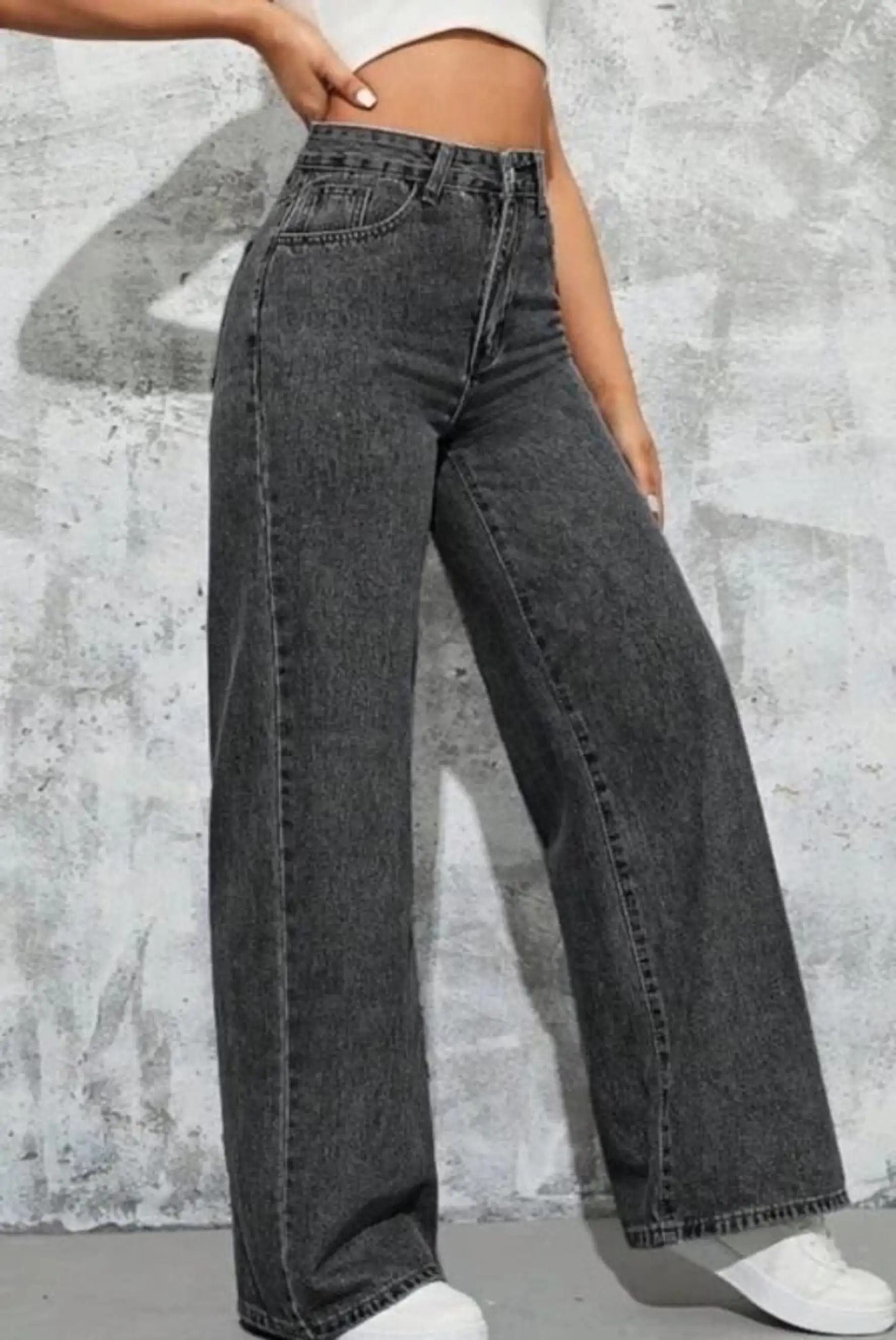 Women Regular High Rise Dark Grey Jeans-image-8