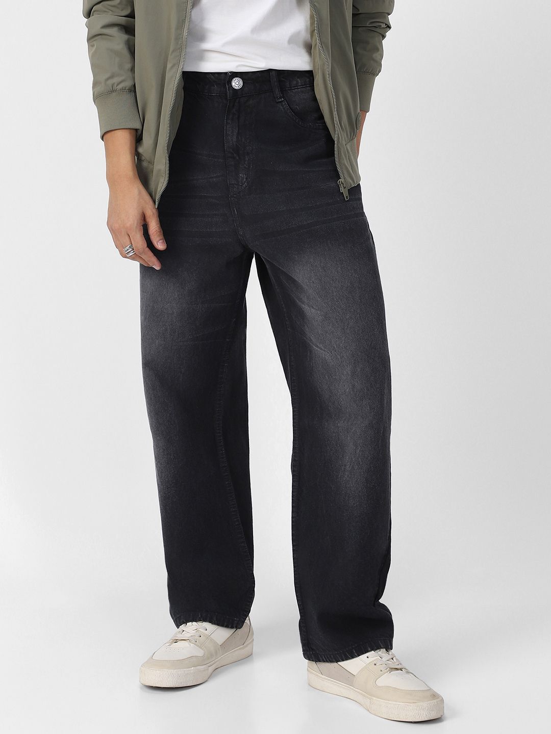 urbano fashion Men Loose Fit Mid Rise Grey Jeans-picture-25