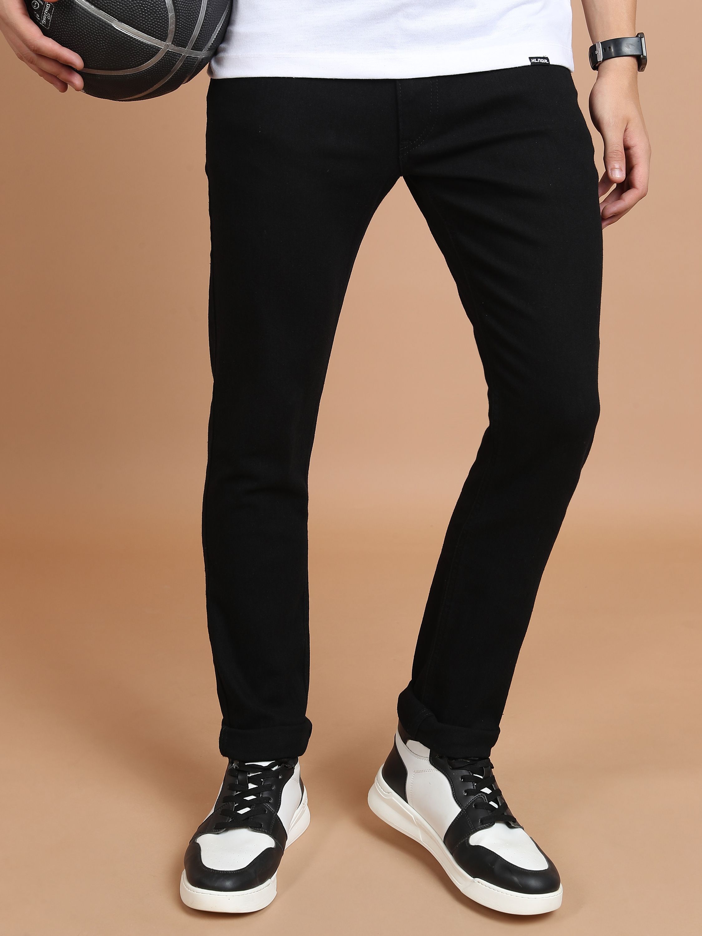 highlander Men Slim Mid Rise Black Jeans-picture-14