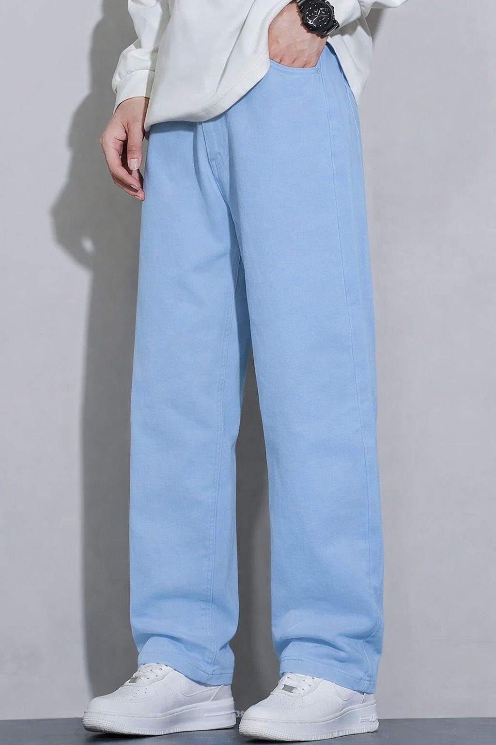 denwox Men Straight Fit Mid Rise Light Blue Jeans-picture-46
