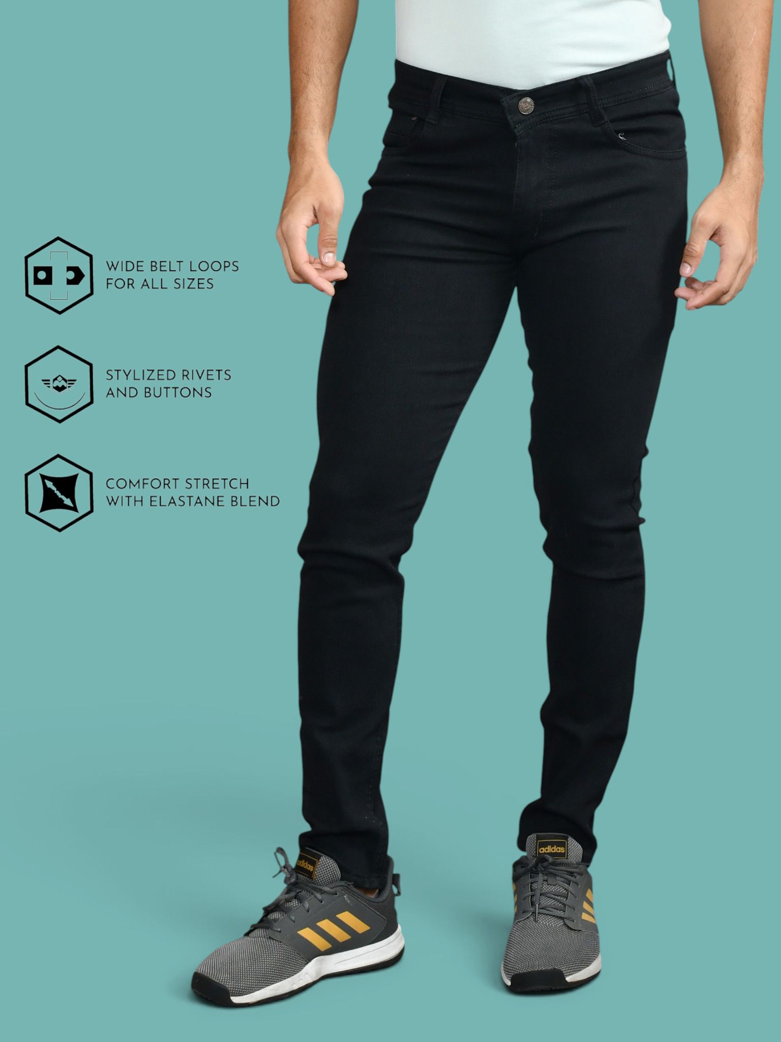 lzard Men Slim Mid Rise Black Jeans-picture-36