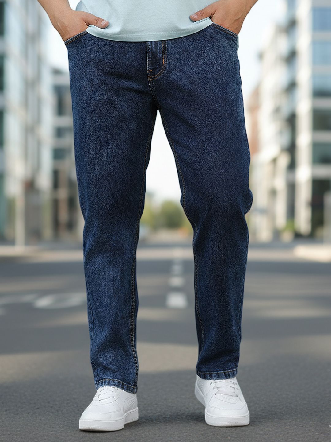 urbano plus Men Regular Mid Rise Dark Blue Jeans-picture-18