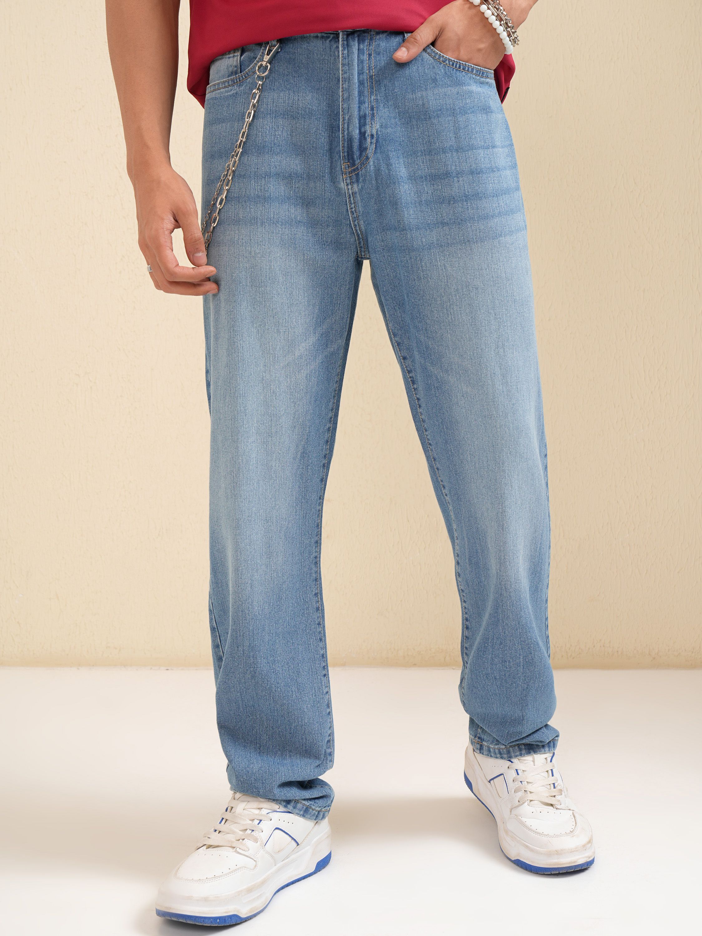 highlander Men Straight Fit Mid Rise Light Blue Jeans-picture-25