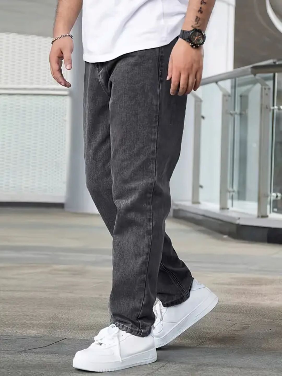 metronaut Men Loose Fit Mid Rise Grey Jeans-picture-24