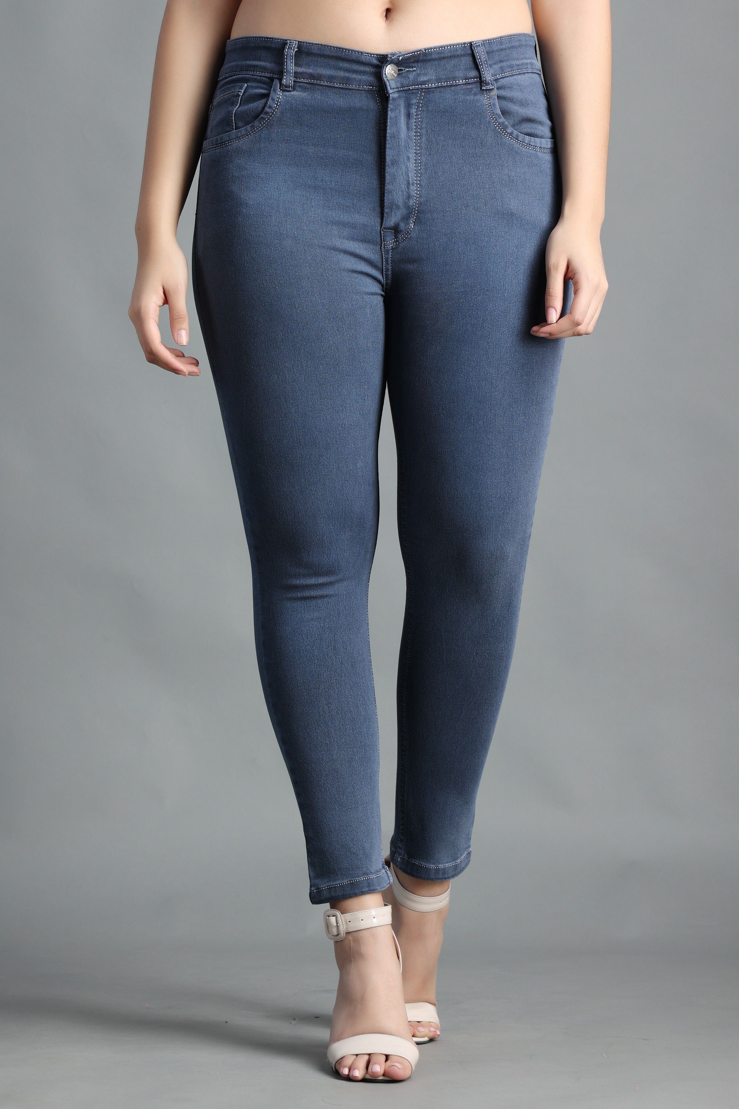 Women Slim High Rise Grey Jeans-image-44