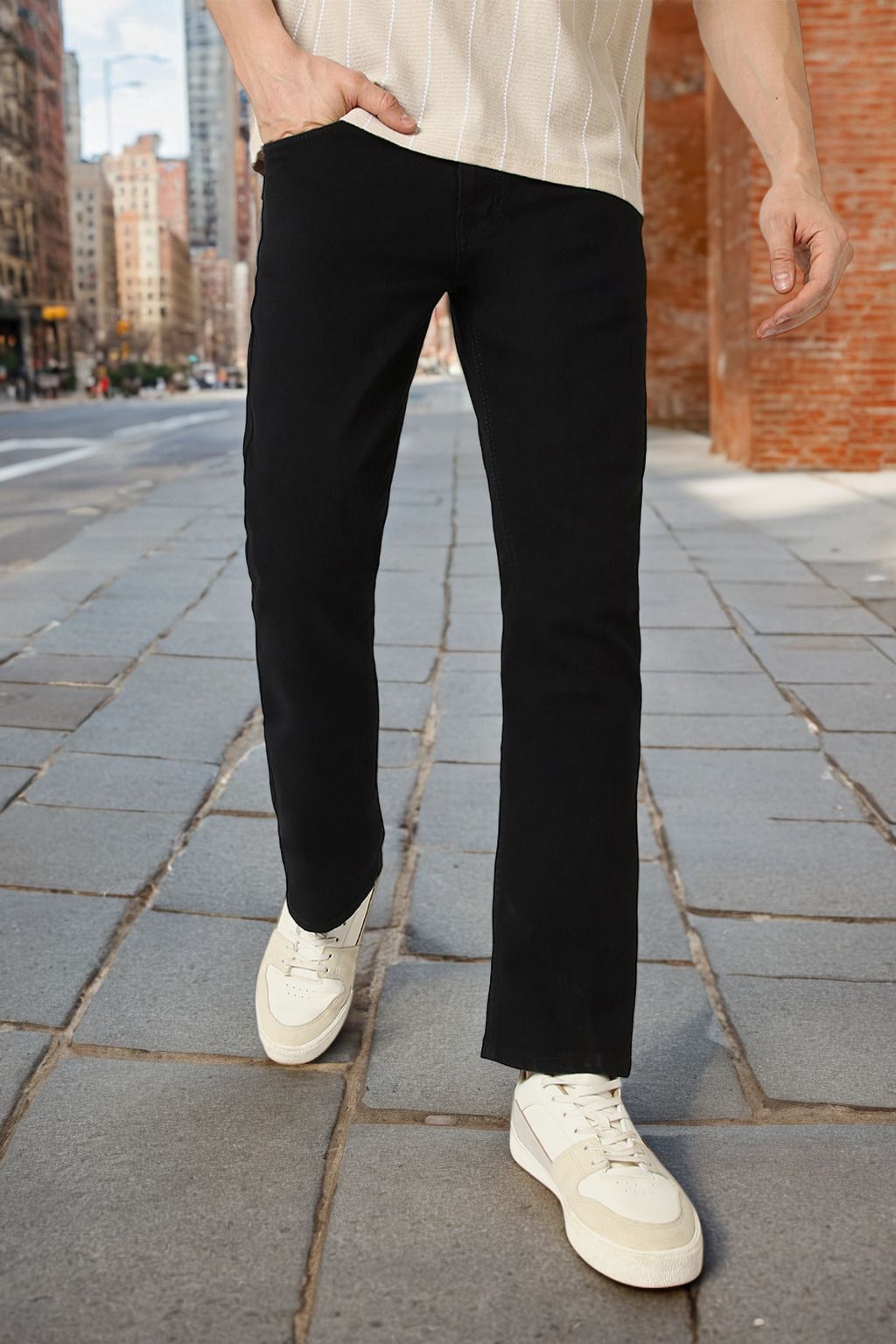 urbano fashion Men Boot-Leg Mid Rise Black Jeans-picture-28