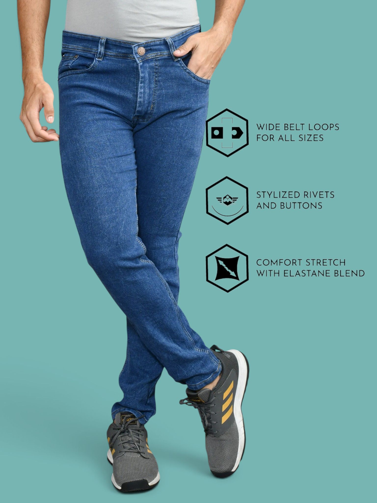 lzard Men Slim Mid Rise Blue Jeans-picture-12