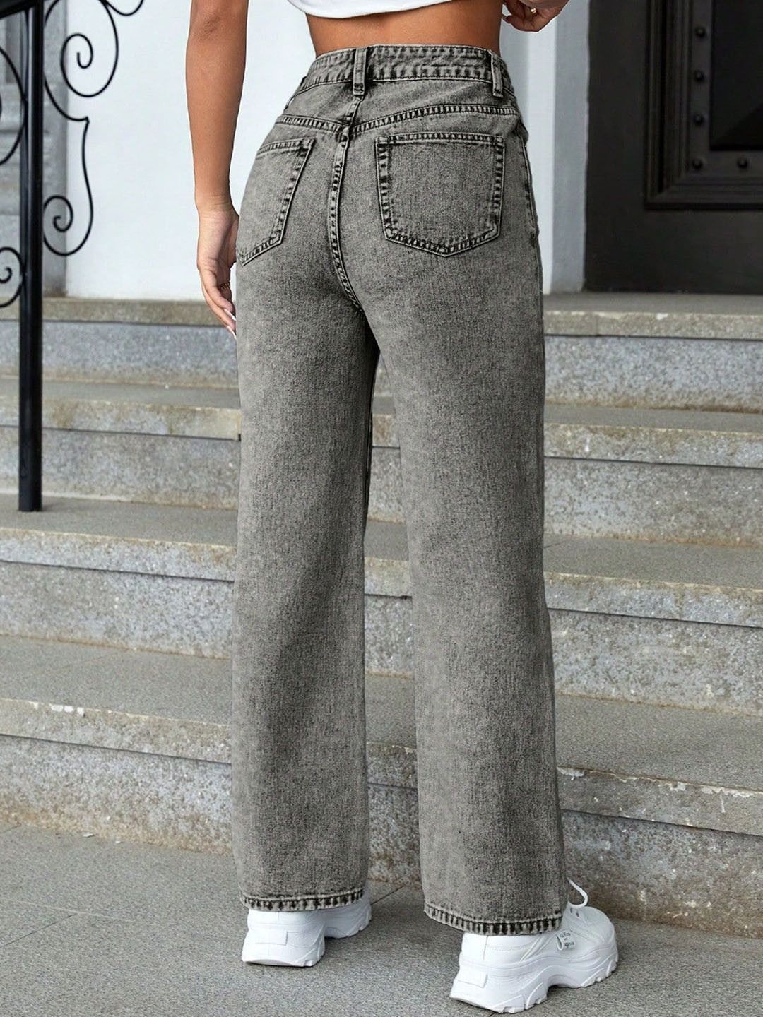 abc Women Straight Fit High Rise Grey Jeans-picture-8