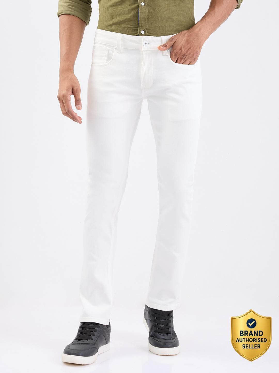 spykar Men Slim Low Rise White Jeans-picture-14