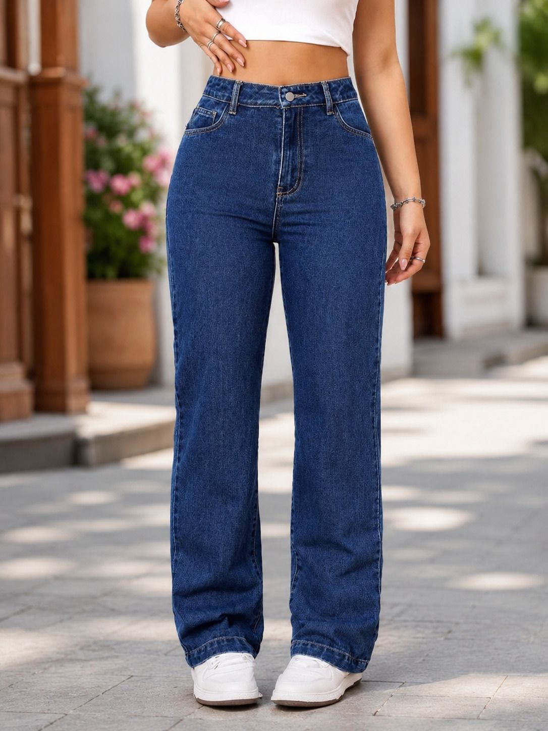 denigma Women Straight Fit Mid Rise Dark Blue Jeans-picture-15
