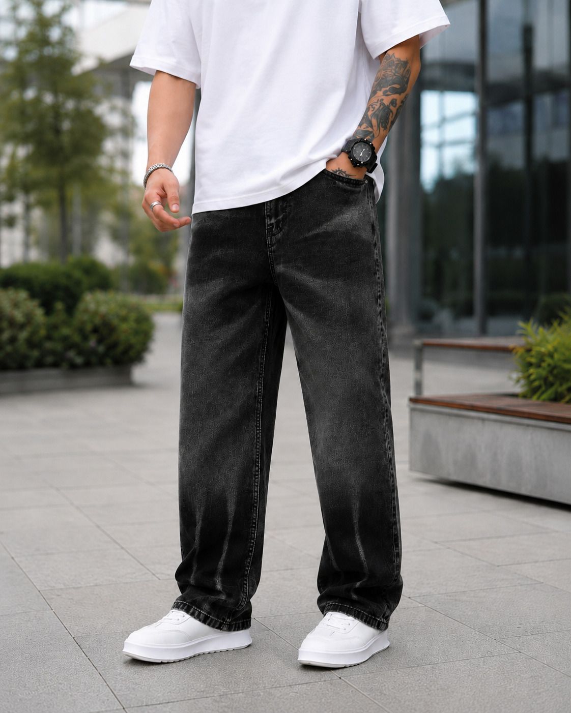 denim life Men Loose Fit Mid Rise Grey Jeans-picture-23