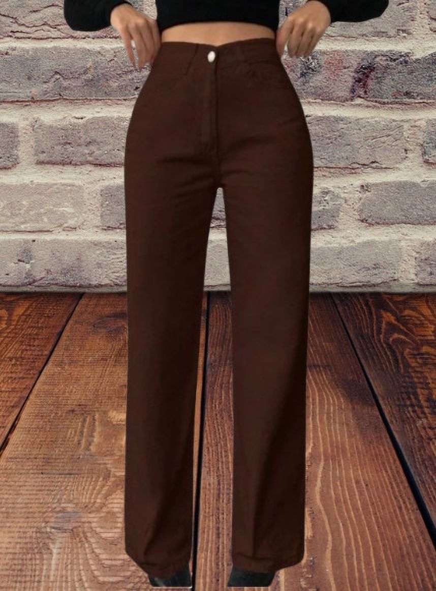 Women Relaxed Fit High Rise Brown Jeans-image-6