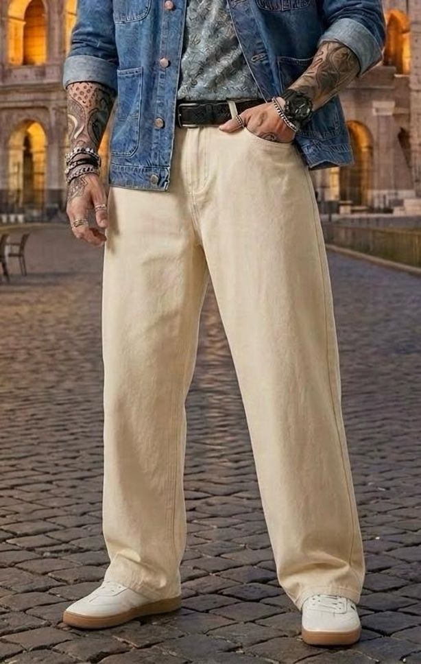 dashing fit Men Loose Fit Mid Rise Beige Jeans-picture-15
