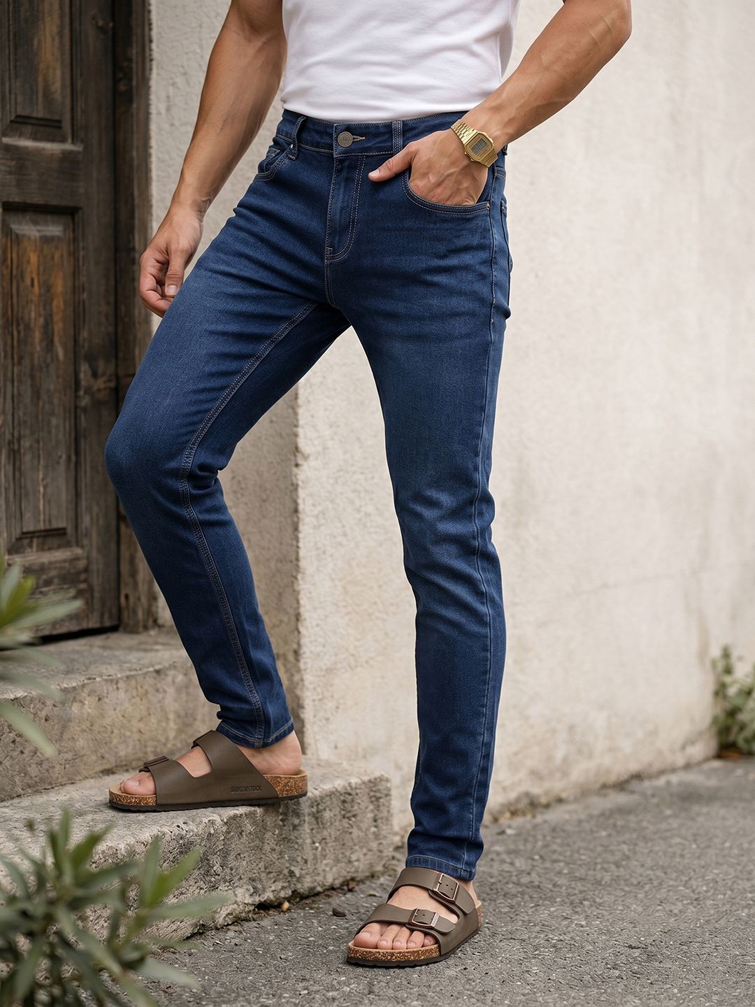 thomas scott Men Skinny Mid Rise Dark Blue Jeans-picture-14