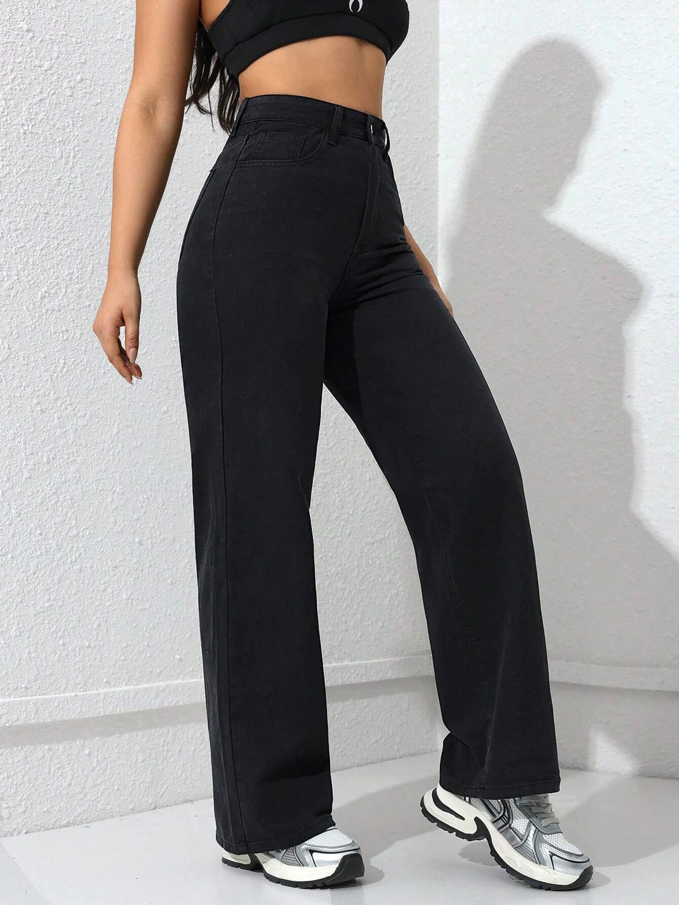 a1tuff Women Straight Fit High Rise Black Jeans-picture-26