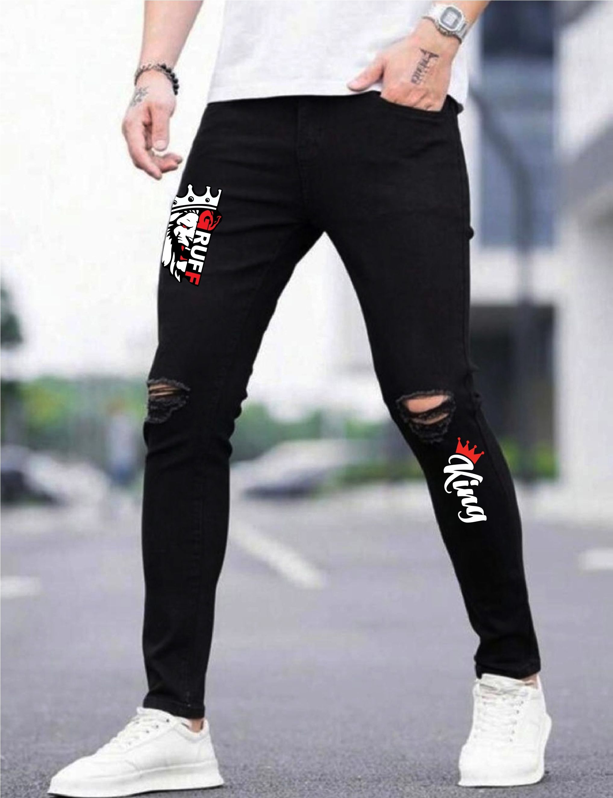 Men Regular Mid Rise Black Jeans