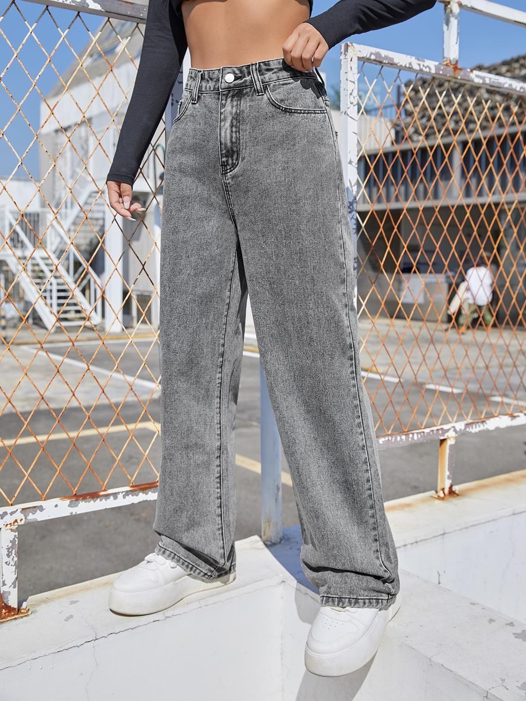 kotty Women Regular High Rise Grey Jeans-picture-13