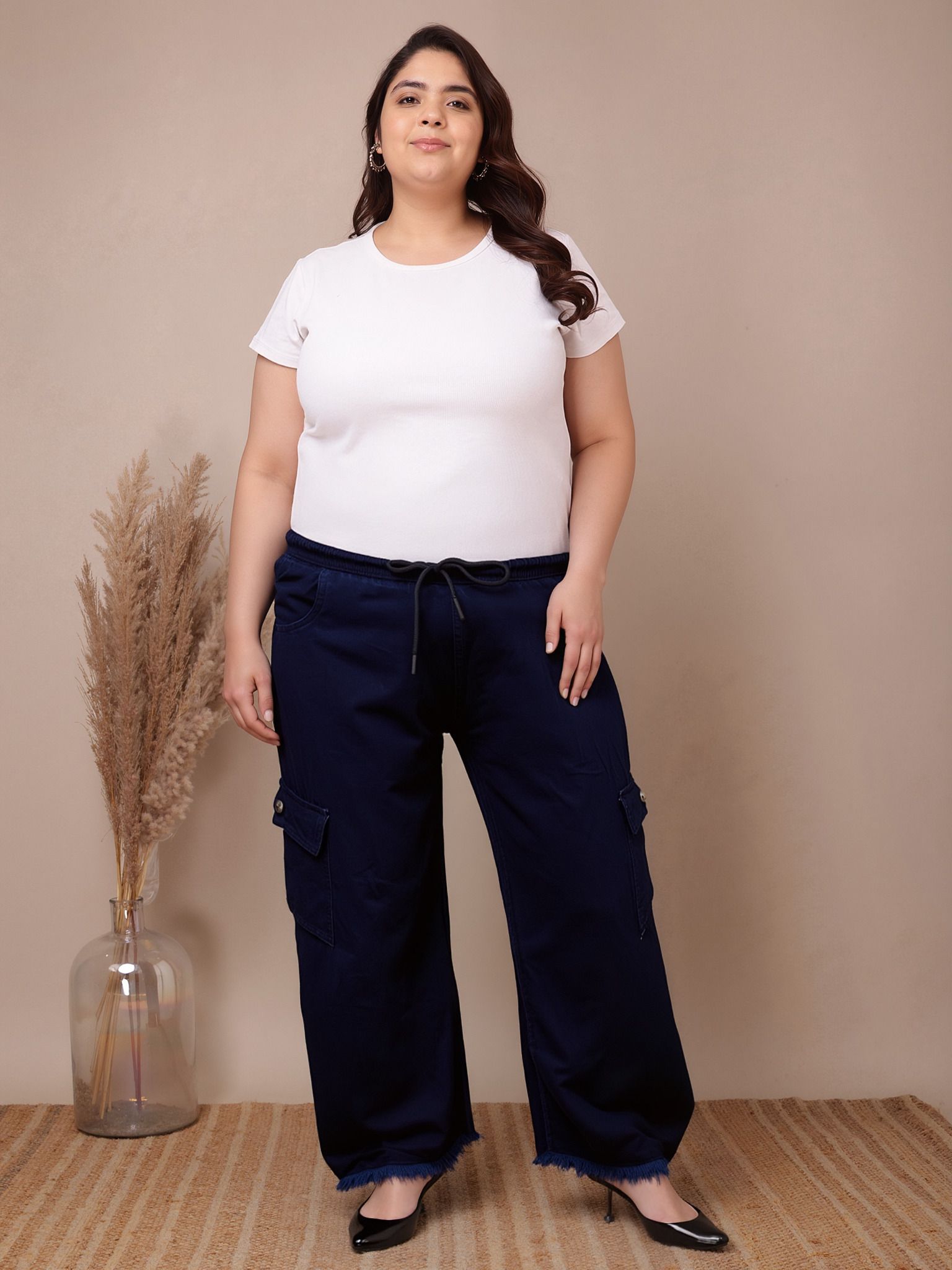 f p collections Women Straight Fit Mid Rise Dark Blue Jeans-picture-19