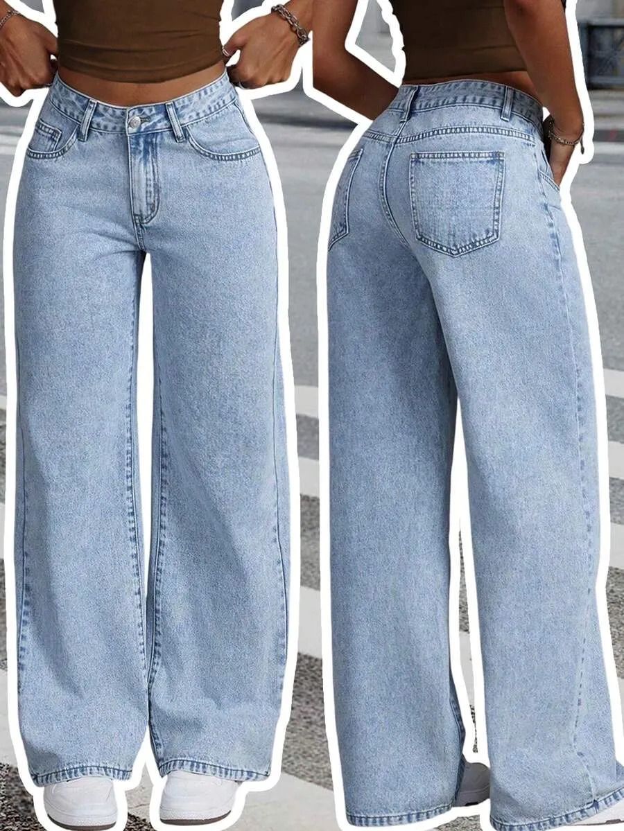Women Straight Fit High Rise Light Blue Jeans-image-27