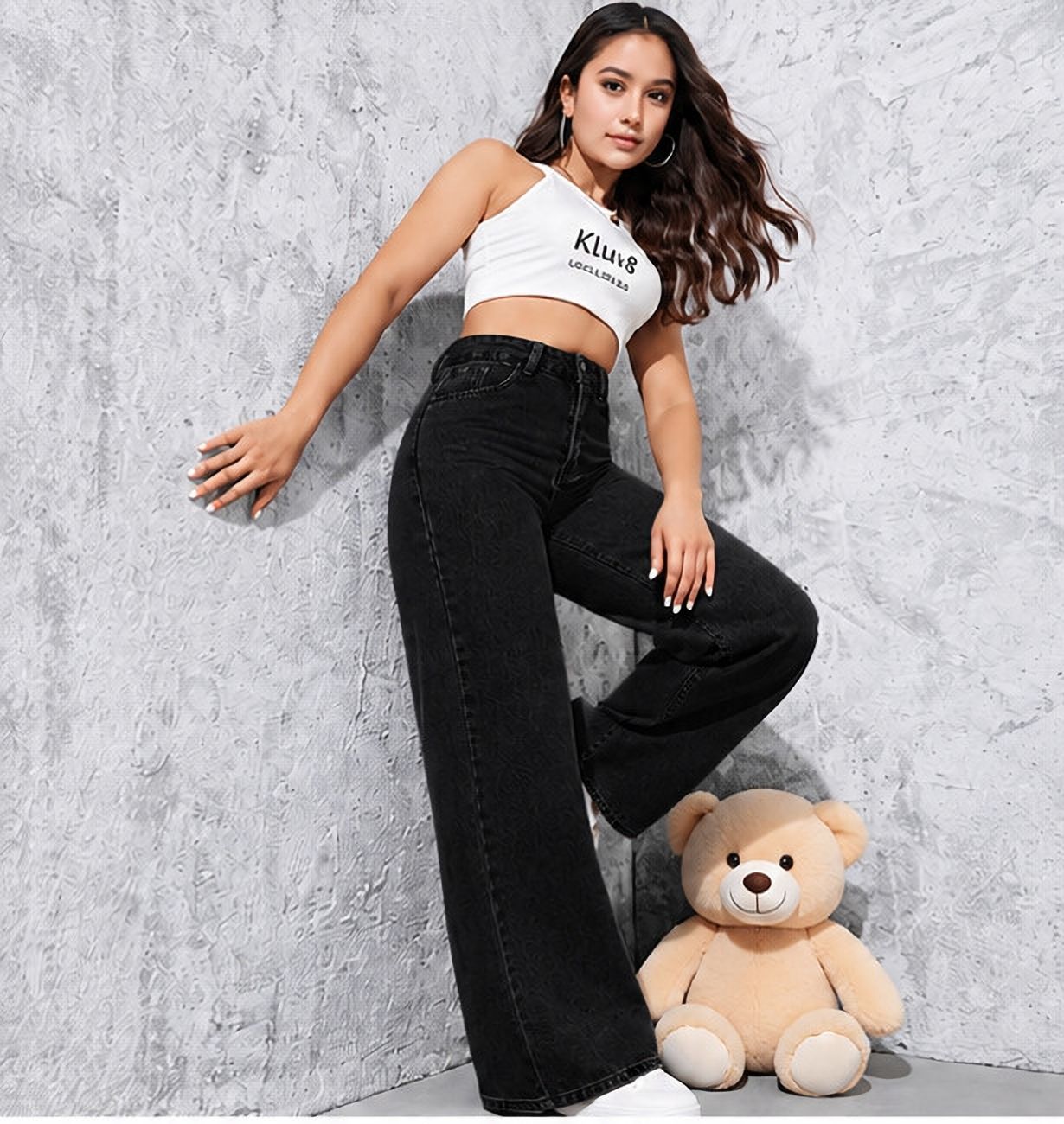 Women Straight Fit Mid Rise Black Jeans-image-34