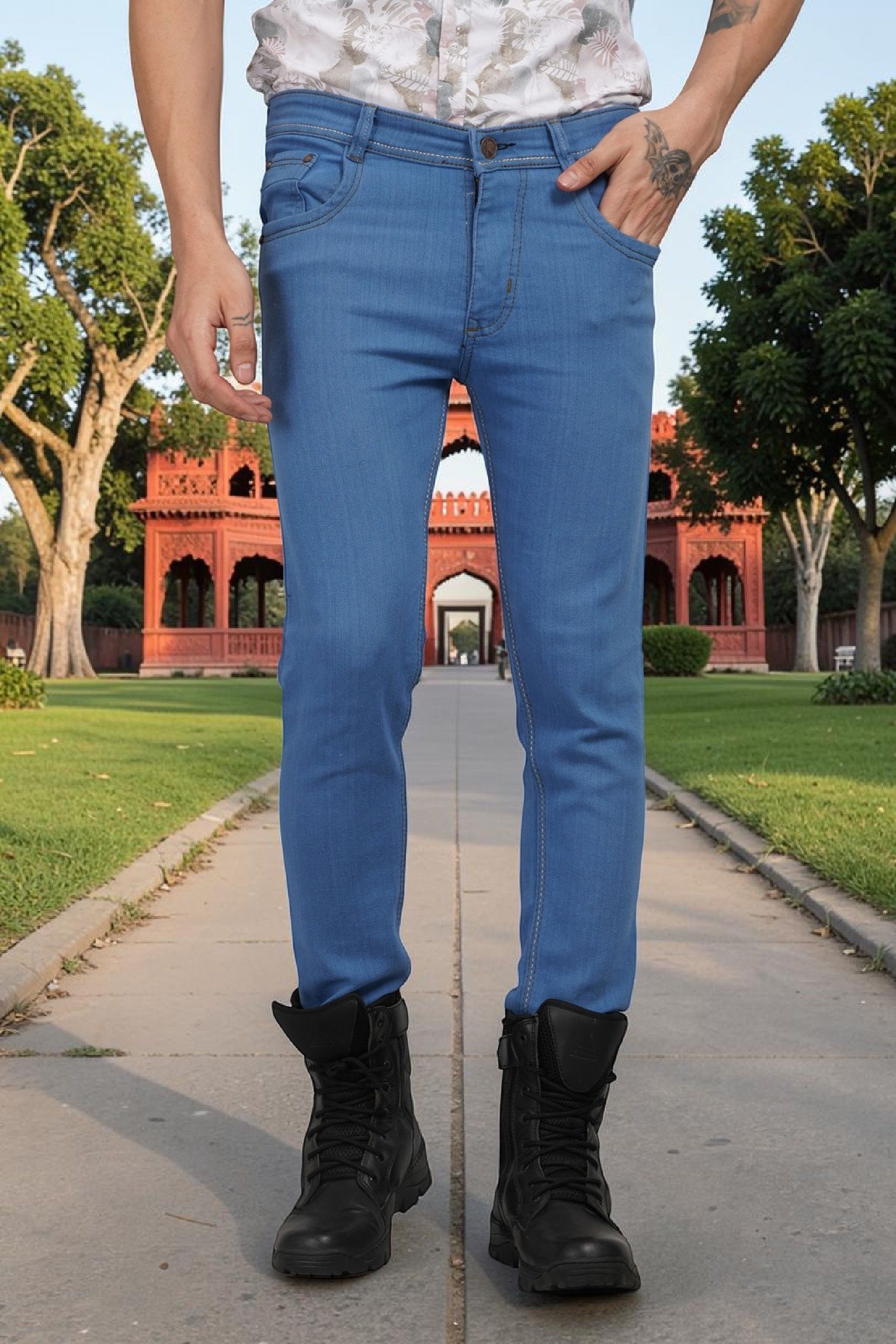 lzard Men Slim Mid Rise Light Blue Jeans-picture-30