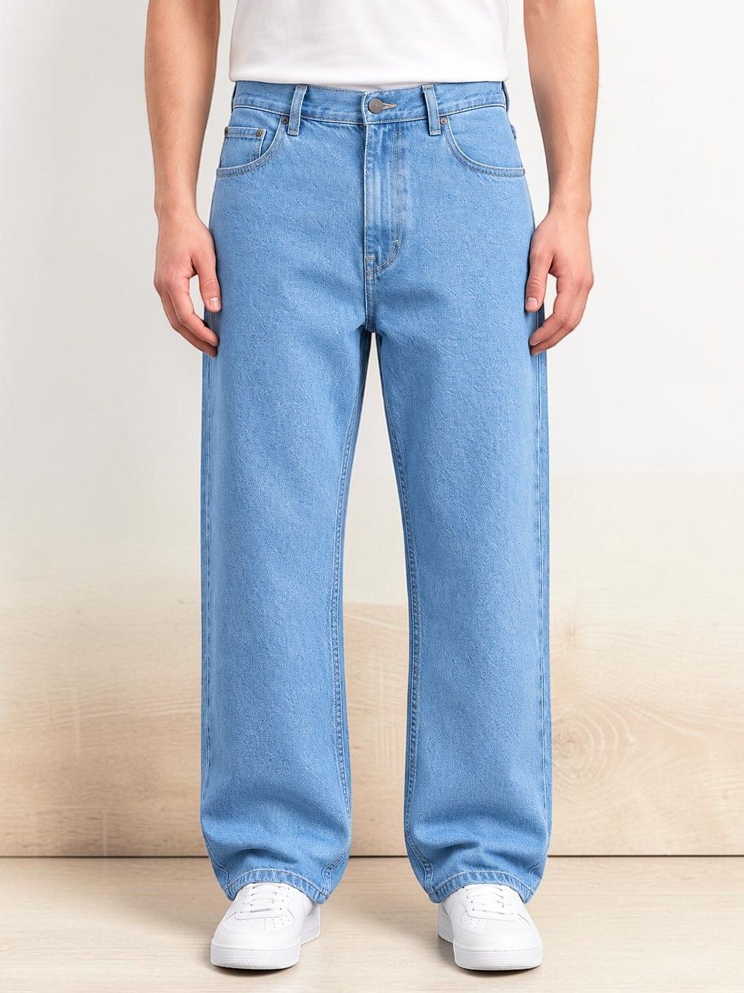 zaysh Men Loose Fit Mid Rise Light Blue Jeans-picture-16