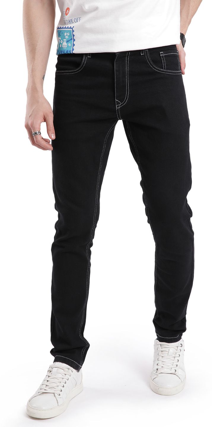 wrogn Men Slim Mid Rise Black Jeans-picture-14