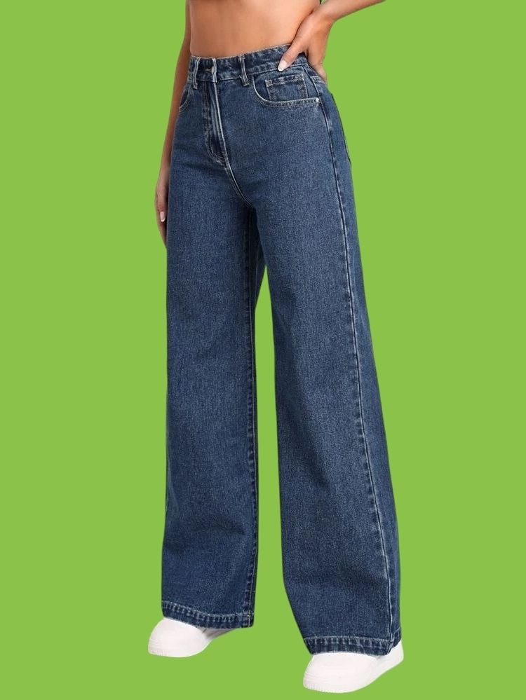 Women Regular High Rise Dark Blue Jeans