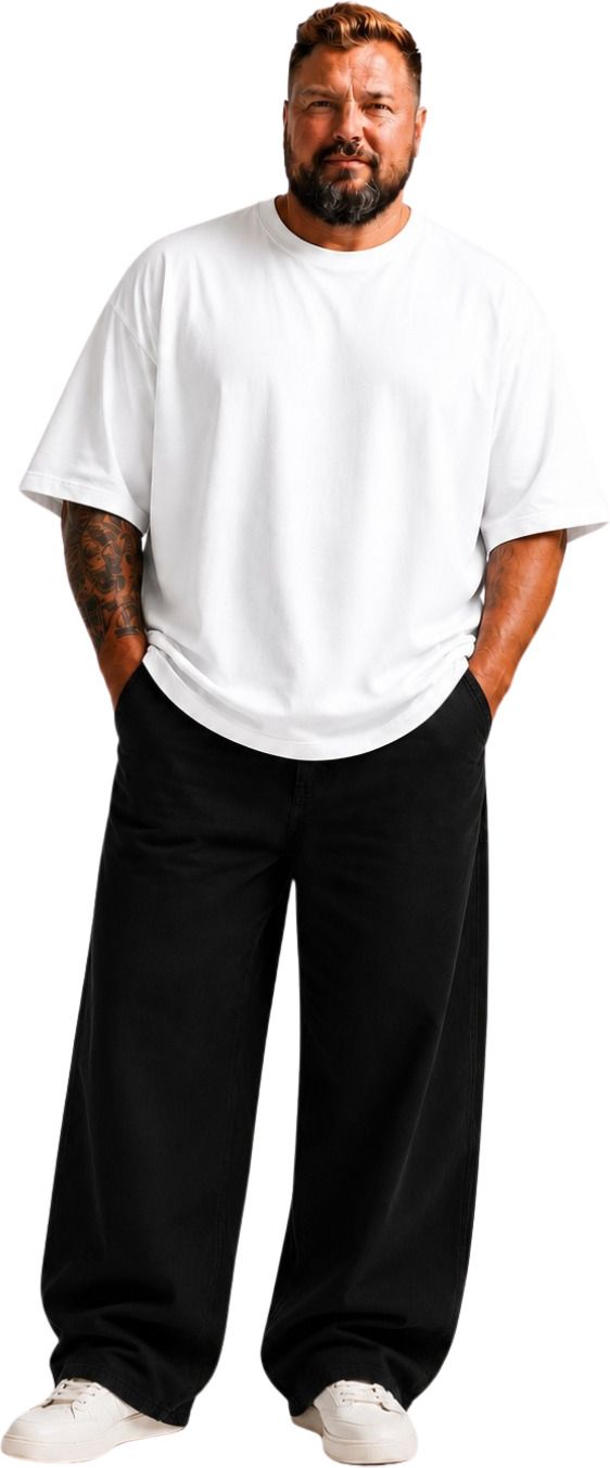 Men Loose Fit Mid Rise Black Jeans-image-42